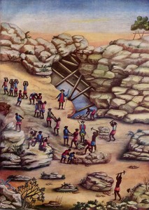 Mina de diamantes, década de 1770. Carlos Juliao, Riscos illuminados de figurinhos de broncos e negros dos uzos do Rio de Janeiro e Serro do Frio (Rio de Janeiro, 1960).